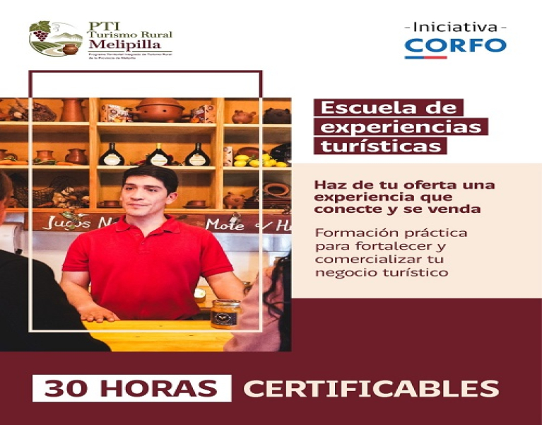 Abren inscripciones para la Escuela de Experiencias Turísticas en la Provincia de Melipilla