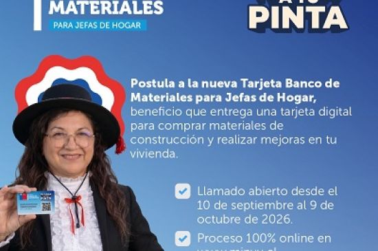 Hacen llamado a postular a la Tarjeta Banco de Materiales del Ministerio de Vivienda